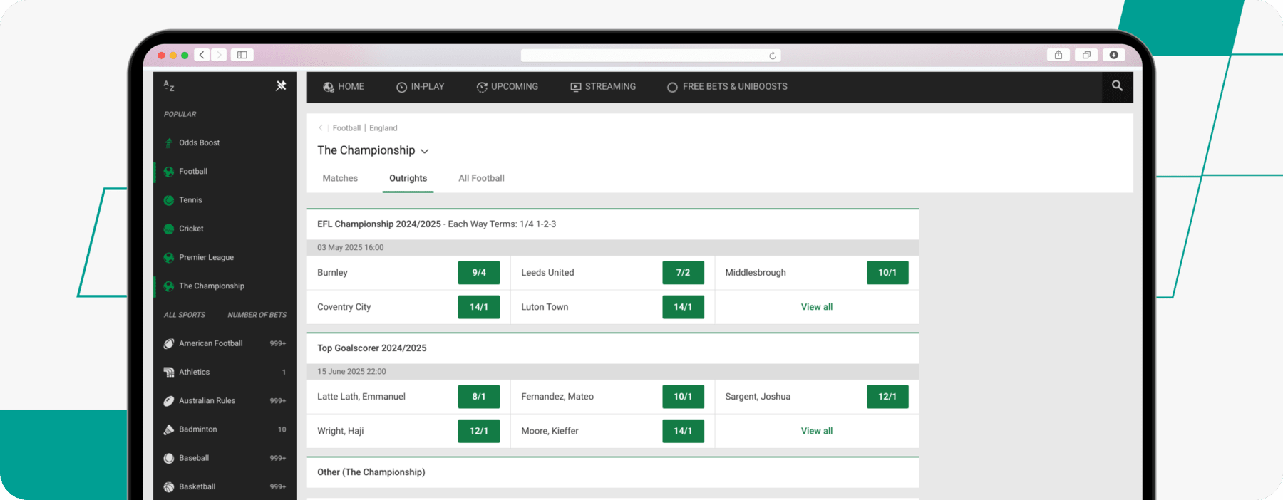 EFL Championship Unibet Web