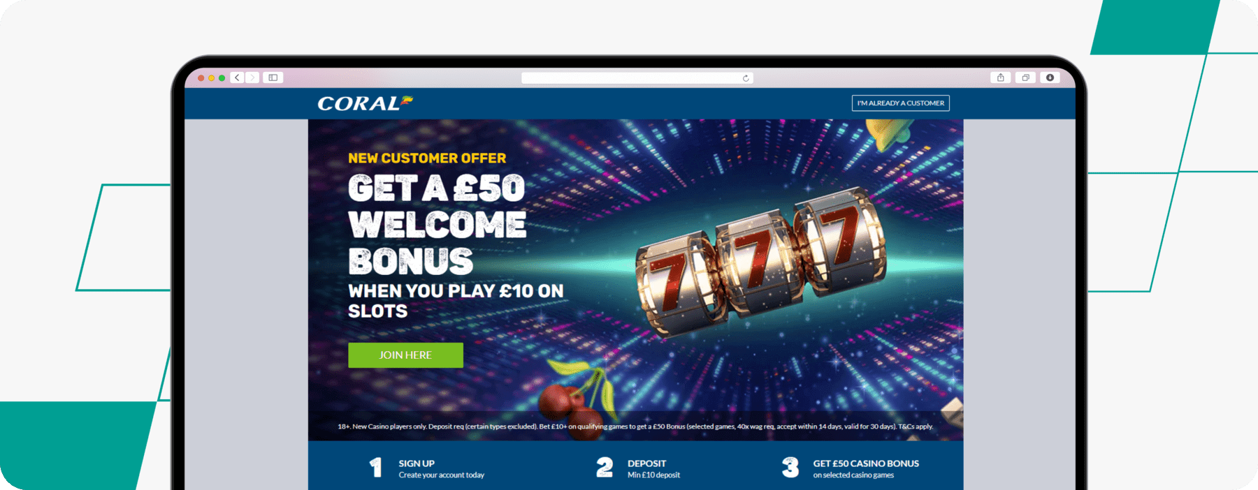 coral casino welcome offer screenshot