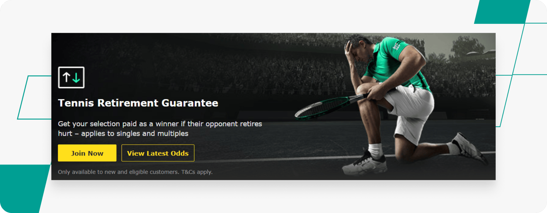 screenshot of bet365 tennis retirement guarantee offer